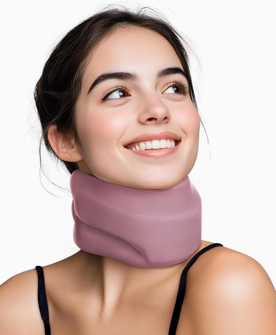 Neck Brace Cervical Collar - Neck Support Brace for Sleeping, Soft Foam Wraps Keep Vertebrae Stable and Aligned for Relief of Cervical Spine Pressure for Women & Men, (15.8-18.1 Inch) Pink