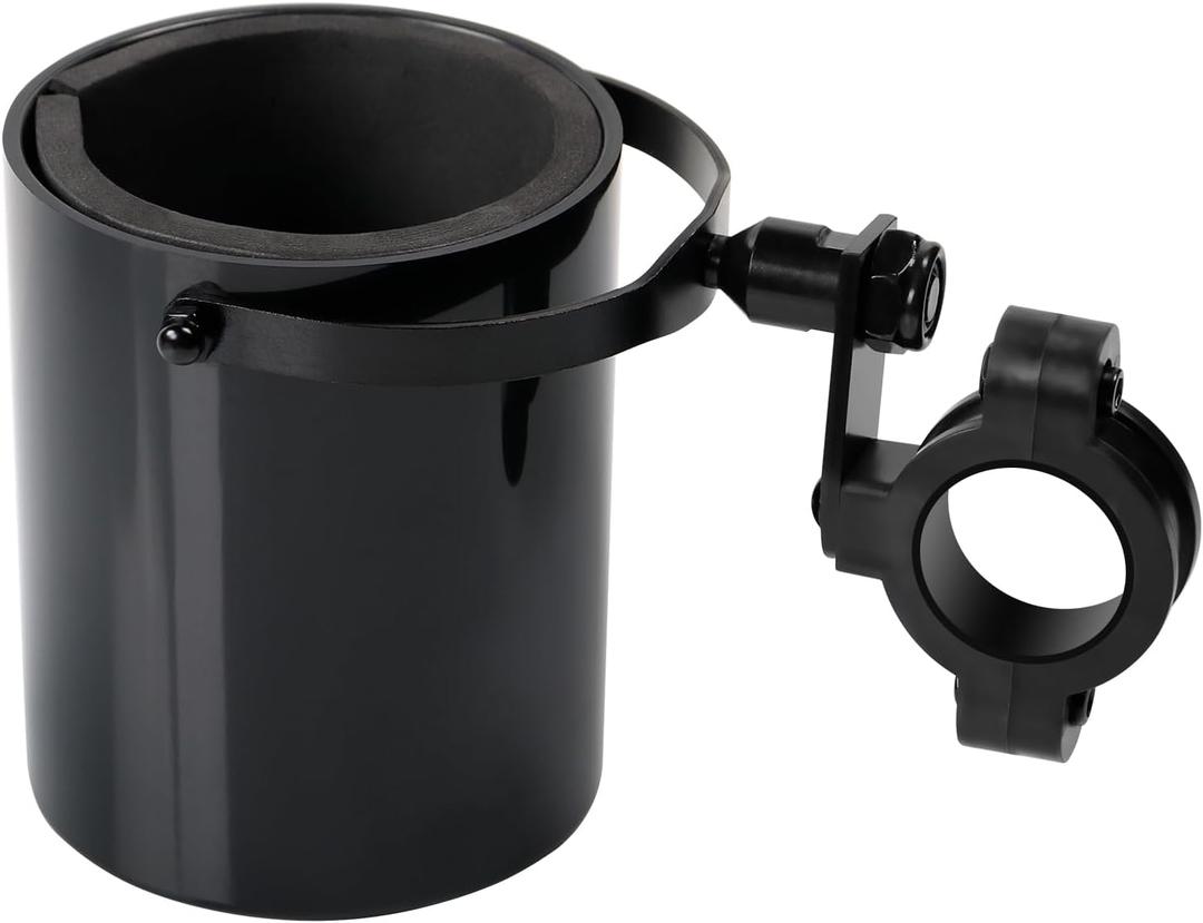 Motorcycle Cup Holder ABS Chromes Handlebar Mount Cup Drink Water Bottle Holder for Motorcycle Bike (Shiny Black)
