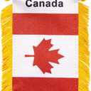 3 x WXTWK 3 X 5 Inch Canada Flag Canadian Window Hanging Flag Small Mini Car Flags Banners Rearview Mirror Decoration With Suction Cup Golden Fringy Banner