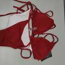 Women's Two Piece Bikini Swimsuit Sexy Ribbed Triangle Top Bathing Suits String Cheeky Bikini Sets, S