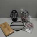 2 Pack Solar Lights Outdoor with Plant Stands, Solar Floor Lamp, Solar Powered Street Light Metal Tripod Deck Lights, Patio Decor for Garden Yard Pathway Driveway Porch (Black-Fire lamp)