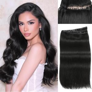 WIGER Invisible Butterfly Hair Extensions Real Human Hair Double Layer Genius PU Skin Weft Hand-tied Injected Remy Human Hair Extensions Twin Tabs 18 Inches Black Micro Bead Hair Extensions
