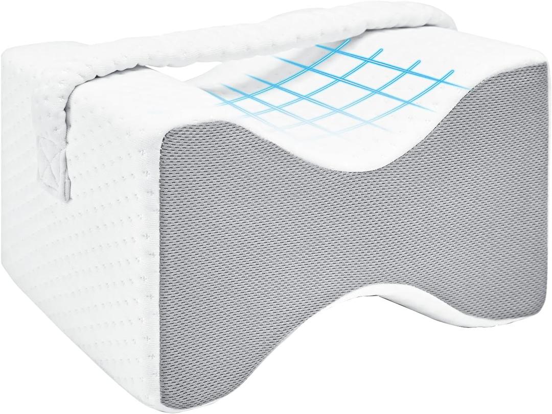 Knee Pillow for Side Sleepers, Leg Pillow Relief for Sciatica, Back, HIPS, Knees, Joints Between Legs Adults | Knee Surgery Gifts (Gray/White)
