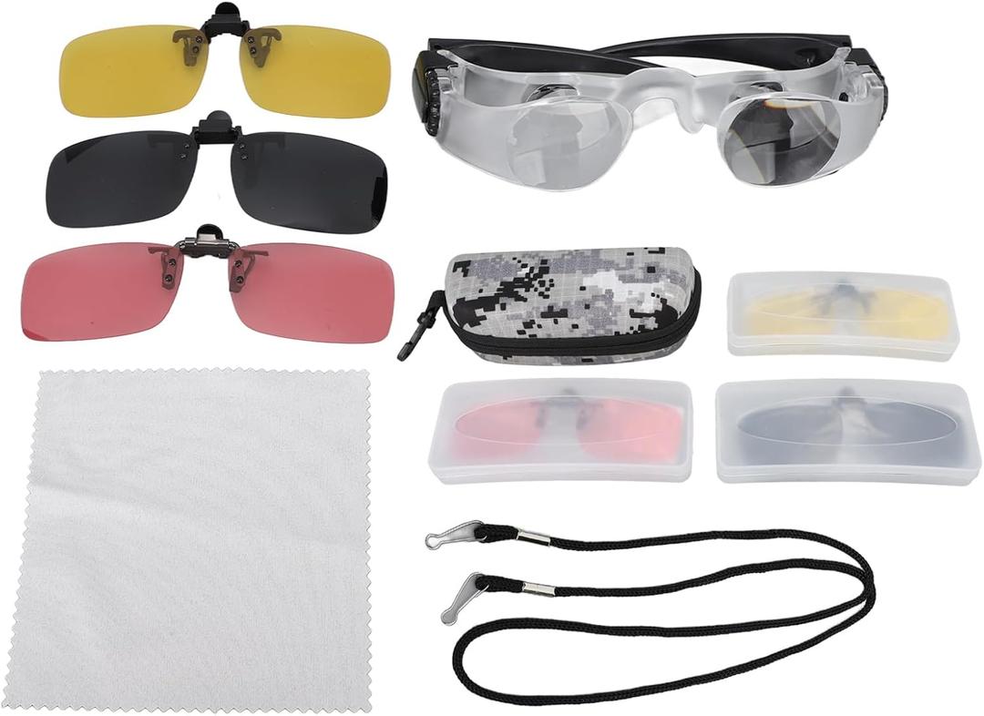 Hands-Free Binocular Glasses, 4X Fishing Binoculars with 3 Color Polarized Lenses Hand-Free Binoculars Telescope for Bird Watching Opera Glasses