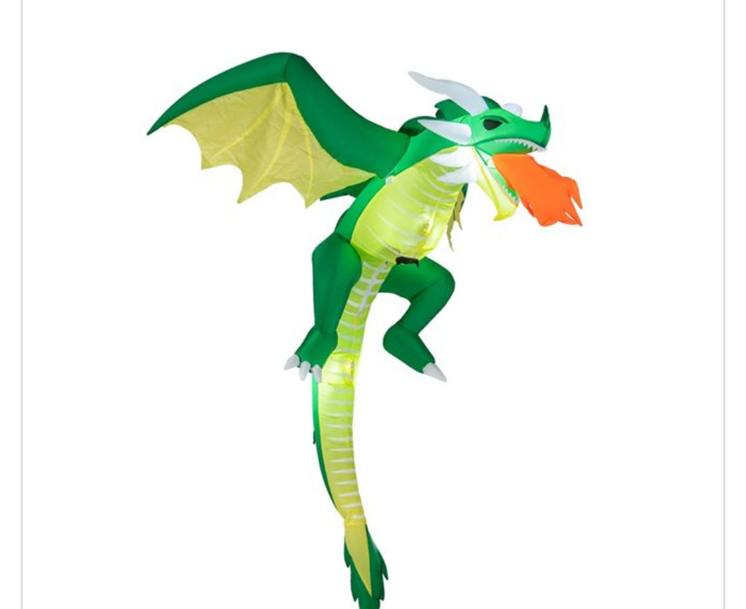 5-ft Hanging Halloween Inflatable Fire-breathing Dragon Flying Decoration Yard