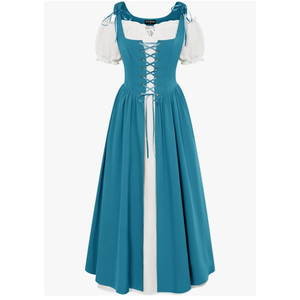 Scarlet Darkness Women Renaissance Costume Underbust Pirate Peasant High Low Dress with Pockets ,Size M