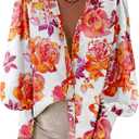 EVALESS Womens Tops Button Down Shirts Print Long Sleeve Blouses for Women Fashion 2026, L