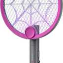 Buzbug 3800V Electric Fly Swatter, Dual Modes Bug Zapper Racket, 1500mAh Type-C Rechargeable Battery, Portable and Foldable Fly Zapper Racket, for Indoor Outdoor Home Patio Camping (Purple Gray)