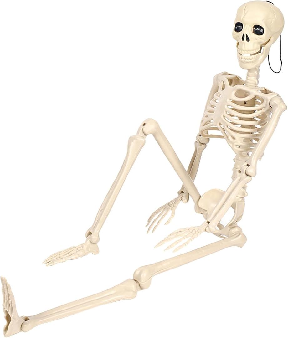 36.6 Inches Poseable Full Body Hanging Skeleton Decoration, Life-Size Halloween Skeleton Prop with Movable Joints, Indoor Outdoor Halloween Decorations for Parties, Haunted House, and Yard Dcor