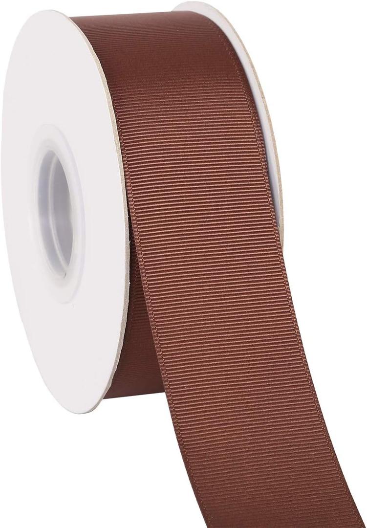 Ribbonitlux 1.5" Wide Solid Grosgrain Ribbon 25 Yards (850-Brown, Set for Gift Wrapping, Party Decor, Sewing Applications, Wedding and Craft