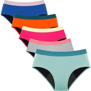 Mordlanka Teen Period Underwear Menstrual Panties for Girls Heavy Flow Leakproof Protective Briefs First Period Kit for Girls (X-Small, 5 Pack)
