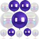Purple Iridescent Round Balloons, 12Pcs Foil for Mermaid Girls Birthday