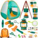 Meland Kids Camping Set with Tent - Toddler Toys for Boys with Campfire, Camping Toys for Kids Indoor Outdoor Pretend Play, Gift Idea for Boys Age 3,4,5,6 Year Old Birthday Christmas (Green), Child-size