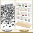 Earring Display Stand for Selling, Wood Earring Rack Display Holder Stand, 4 Tier 20 Hooks Jewelry Display for Selling with 40pcs Earring Cards, Bracelets, Rings, Necklaces