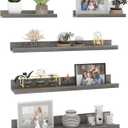 Giftgarden 24 Inch Wall Mounted Floating Shelves Set of 5, Grey Wood Wall Shelves for Bathroom, Bedroom, Kitchen, Living Room Storage and Decoration, Gray Wooden Picture Ledge