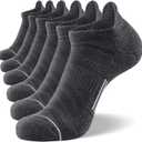 FITRELL 6 Pack Men's Ankle Running Socks Low Cut Cushioned Athletic Sports Socks 7-9/9-12/12-15 (Dark Grey+grey)