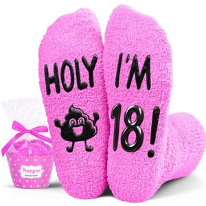 HAPPYPOP Birthday Gift Ideas for Teens - 13-19 Year Old Girls Holy Fuzzy Socks for Daughter (Pink)