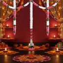 FineCheer 5 Pcs 184 Inch Total Diwali Decorations Artificial Jasmine Garlands Toran with Lotus Buds Traditional Indian Hanging Decoration for Pooja Diwali Wedding Housewarming (Mixed)
