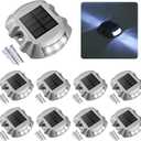 VOLISUN Solar Deck Lights Driveway Dock Lights, 8-Pack Led IP68 Waterproof Outdoor Warning Step Lights for Driveway Sidewalk Garden Pathway Yard(White, Auto On/Off
