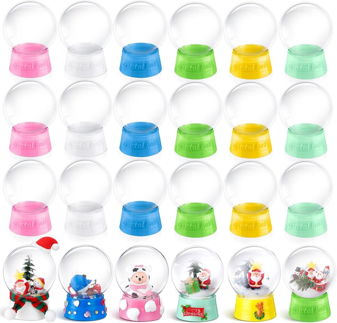 Mifoci 24 Pcs 4 Inch Empty Snow Globe Clear Fillable Water Globe with Screw Off Cap Empty Valentines Day Plastic Snow Case for DIY Crafts Home Decoration Display Plant