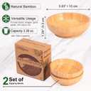 Small Bamboo Wooden Bowls Set of 2, Round Shallow Serving Bowls for Charcuterie/Fruit/Candy, 4 Inch Handmade Dipping Dishes for Spice/Salsa/Tomato Sauce