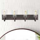 Emliviar 4-Light Bathroom Vanity Light - Farmhouse Bathroom Wall Lighting, Oil Rubbed Bronze Finish with Clear Glass, YCE237B-4W ORB