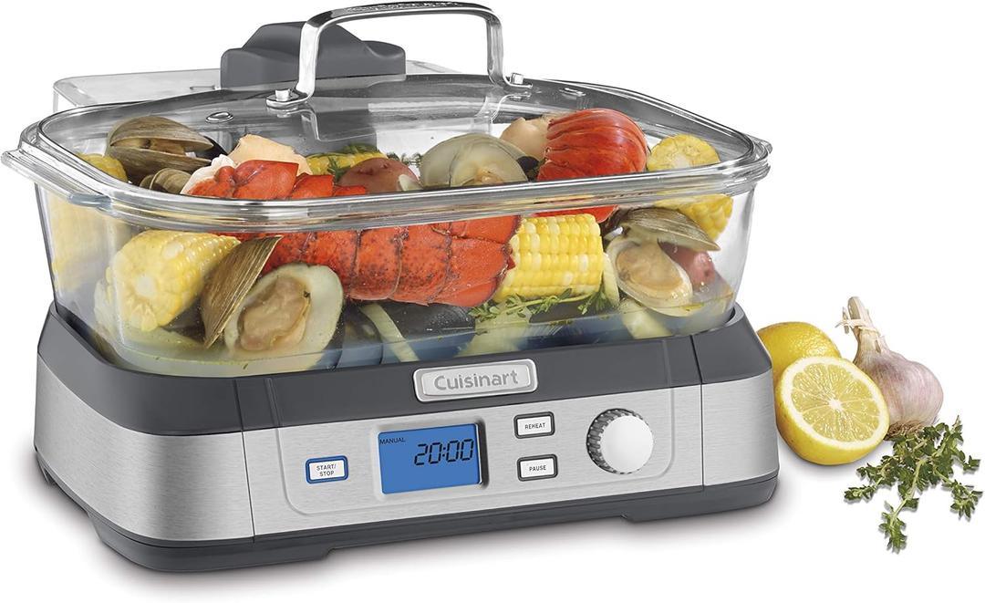 Cuisinart STM-1000 Cook Fresh Digital Glass Steamer, One Size, Stainless Steel 