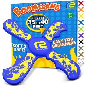 Fun Boomerang - Kids Outdoor Flying Disc Game - Soft & Easy to Use - Birthday Gifts for Boys & Girls All Ages - Best Boy Gifts for 6 7 8 9 10 Year Old Boys + 2025 Top Toys for Age 8-12 Boy Gift Ideas (Blue)