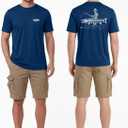 Men's Fishing Shirt Short Sleeve, UPF 50+ UV Sun Protection T-Shirt, Quick Dry Graphic Tee for Swim Surf (Blue, XXXL)