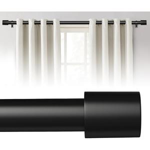 Curtain Rods for Windows 32 to 144 Inches, 1 Inch Diameter Adjustable Black Curtain Rod, Heavy Duty Modern curtain rod with Aluminium Finials, 32"-150"
