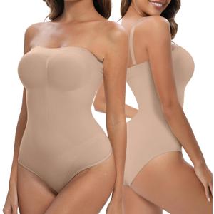 Strapless Shapewear Bodysuit for Women Tummy Control Strapless Bodysuit Triangle Seamless Body Shape Tops Going out M