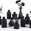 12pcs Glass Bud Vases Set, Small Vases for Flowers, Black Bud Vase for Centerpieces in Bulk, Mini Vintage Vase for Rustic Wedding Decorations, Office and Home Table Flower Dcor-Green (12pcs-black)