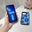 Flower Phone Case for iPhone 12/12 Pro - Slim Shockproof Hard Shell, 5ft Drop Protection, Cute Aesthetic Blue Hibiscus Pattern, Tough Protective Case for Women and Girl