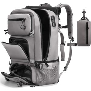 FUTURE AESTHEICS Travel backpack Carry-on Travel Backpack For Women Men Flight Approved Business Weekender Overnight Waterproof Daypack (Grey)