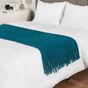 PAVILIA Teal Blue Knit Throw Blanket for Couch Bed, Soft Knitted Farmhouse Sofa Throw for Living Room, Lightweight Decorative Summer Throw Blanket for Chair, Outdoor Textured Boho Blanket, 50x60