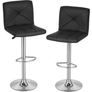 BestOffice Bar Stools Set of 2, PU Leather Swivel Bar Stools Kitchen Counter Height Bar Chairs with Hydraulic Adjustable for Kitchen, Dining Room and Restaurants, 15 inches x 18 inches x 44 inches