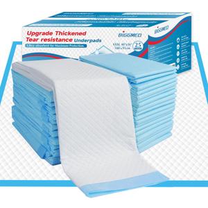 Tear-Resistant Incontinence Bed Pads 40'' x 36'' 130 Gram Heavy Duty (25 Count) Disposable Underpads Chucks Pads for Adults, Kids & Elderly | Protection Pads for Bed, Sofa, and Chair