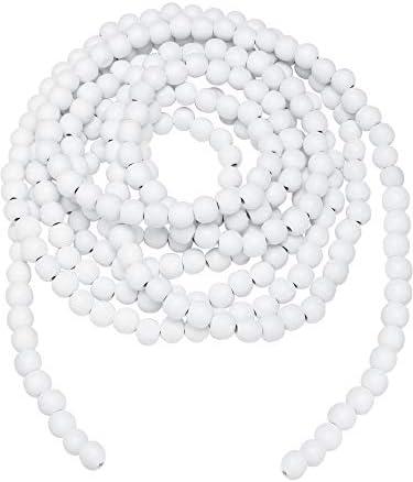 Christmas Wooden Bead Garland Wood Bead Garland Christmas Tree Decorations for Holiday Favors, 12 Feet(White)