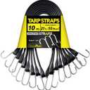 Rubber Bungee Cords Heavy Duty Outdoor with 1.8X Max Stretch & Over 176 lbs Load, 100% EPDM Black Bungee Straps with Standard S Hooks for Cargo, Tarps, Van, Truck, Motorcycle, Weatherproof (10 Pack) (21 inches)
