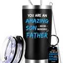 Qtencas Father's Day Gifts for Son, You Are an Amazing Son And One Incredible Dad Stainless Steel Travel Tumbler, Funny Father's Day Christmas Birthday Gifts, 20 Oz Black