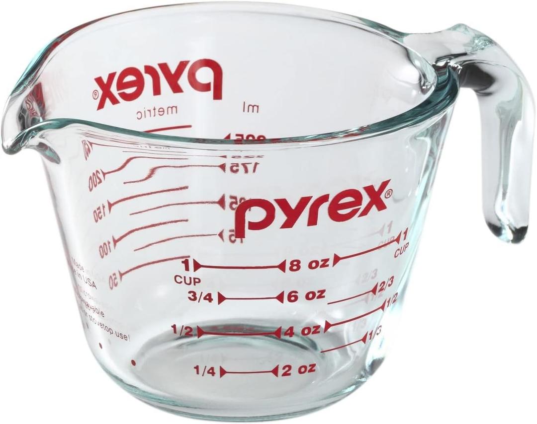 OGGI Measuring Shot Glass with Measuring Lines, 3oz / 90ml - Bartender Accessories; Pyrex Cup 8 Oz. J Handle Measuring Cup