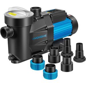 VIVOHOME 2.0 HP Powerful Self Primming 6950 GPH Swimming Pool Pump with ON/OFF Switch for In/Above ground Pool 1.25'' & 1.5" & 2.0'' Unions 115V Energy Saving w/Strainer Basket