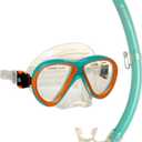 Hawaii Divers Guppy Kids Snorkel Combo - Mask and Snorkel Set Ages 4+, Tempered Glass Kids Swim Mask with J-Bend Snorkel and Quick-Release Buckle Teal/Orange