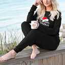 Christmas Pajamas Two Piece Outfits Tracksuits Loungewear Matching Set Pjs Jogger Sets (Large, Women-black01)