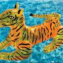 SWIMLINE Inflatable Ride-On Pool Float  Fun Raft for Pools, Beaches, and Summer Parties, Large 73", Mighty Tiger, Orange