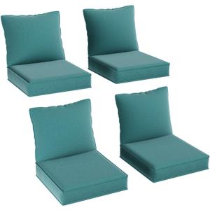 Aoxun Replacement Cushions for Outdoor Furniture, 4-Piece Outdoor Cushions for Patio Furniture, Deep Seat, Waterproof & Fade Resistant Couch Cushion for 4-Seat Patio Conversation Sets, Sky Blue