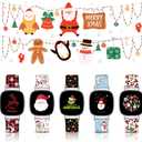 Christmas Halloween Thanksgiving Band Compatible with Fitbit Versa 3/Fitbit Versa 4/Fitbit Sense/ 2, Smartwatch Holiday Women Men Silicone Replacement Strap for Fitbit Versa 3/4, Fitbit Sense/ 2 (Santa Claus)