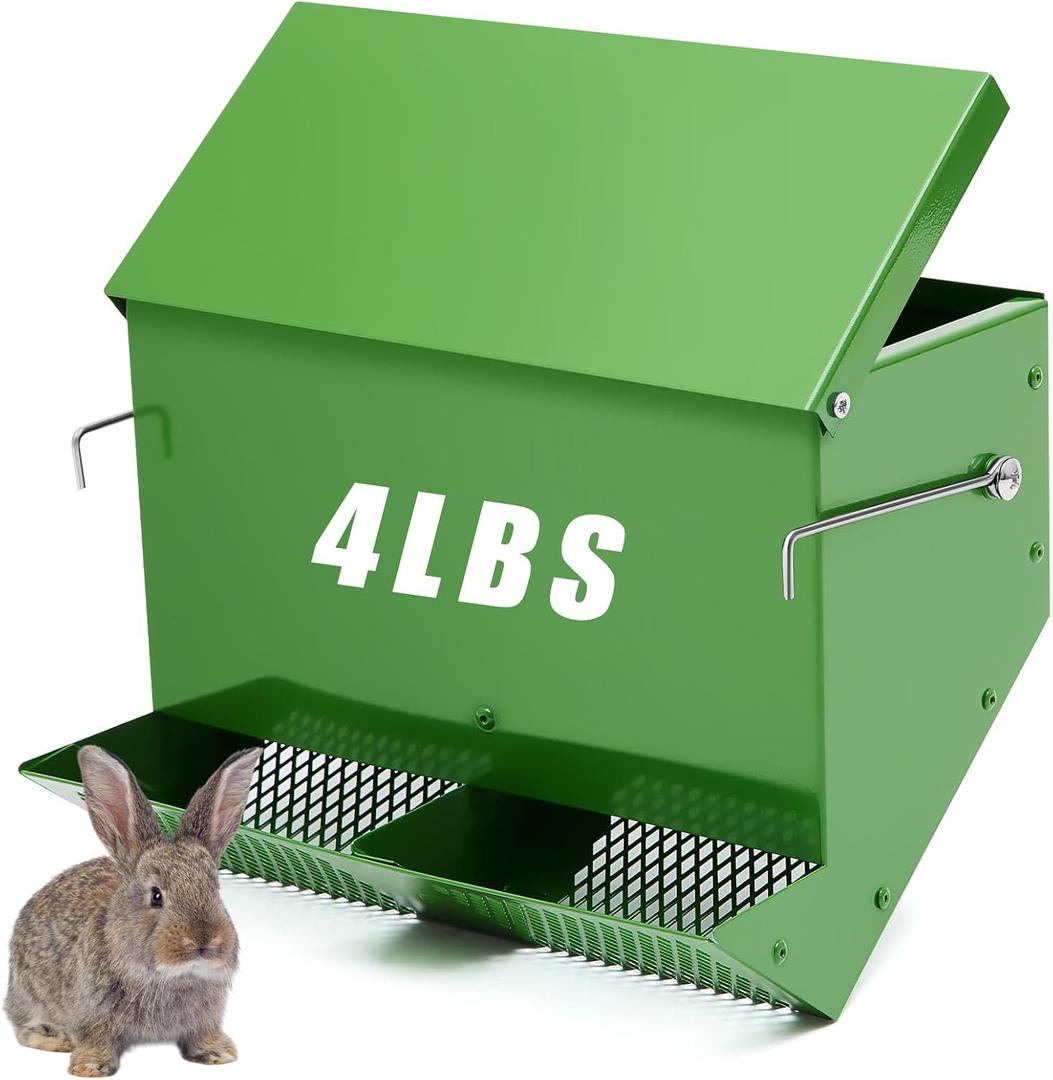 Maxcheck Metal Rabbit Feeder for 2 Rabbits Small Animal Cages Food Dispenser for Guinea Pigs, Chinchillas and Other Small Animals