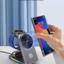Magnetic Wireless Charger for Samsung Galaxy S26 Ultra, 3 in 1 Wireless Charging Station for Samsung Watch 8, Travel Foldable MagSafe Charger Stand for Android S25 Ultra/Z Fold/Z Flip 7, Buds 4 Pro