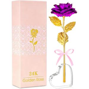 Mothers Day Mom Gifts for Women Grandma, Artificial Forever Birthday Flowers Galaxy Glass Eternal Roses with Heart Shaped Crystal Vase, Mother's Day Anniversary Wedding Rose Gifts for Wife Sister